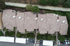 bird's eye view of a finished rooftop taken by drone for a safe and accurate final roof inspection