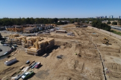 aerial view of development site under construction taken with a drone