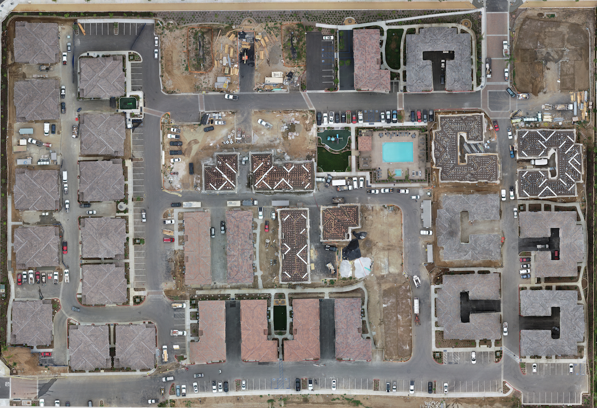 birds eye view of a residential community under construction
