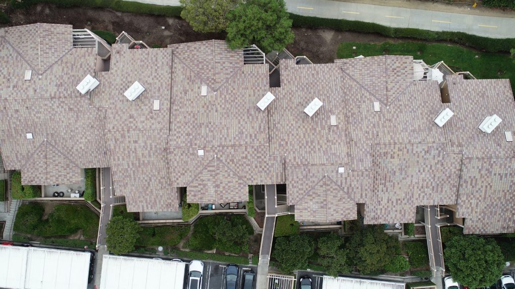 still of a roof finish inspection safely completed with the use of a drone