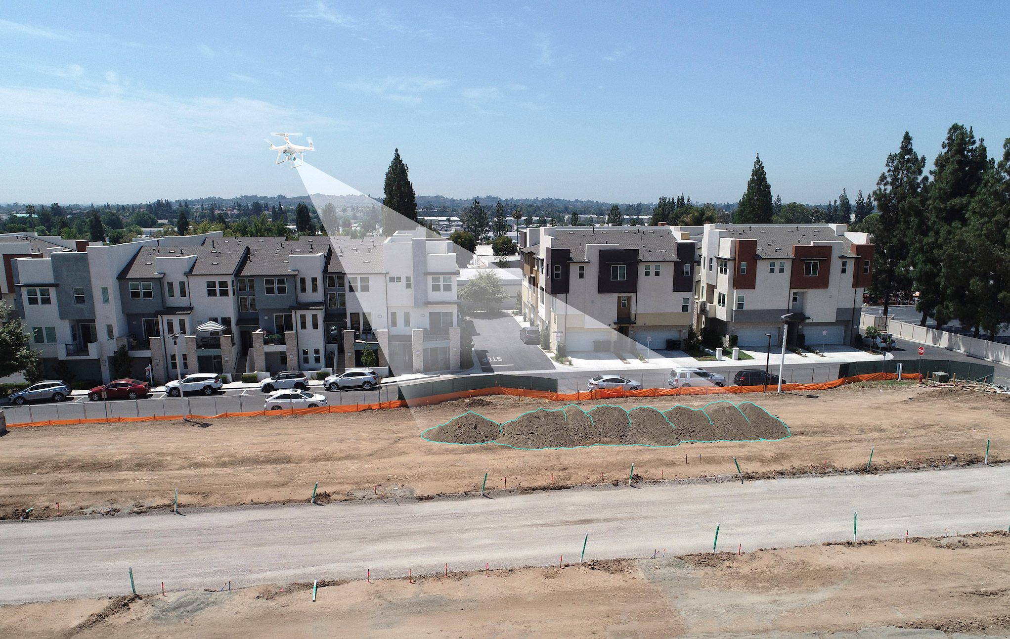 Aerial imagery provides accurate volume measurements during grading operations, for stockpile surveys, and even to estimate the amount of construction material delivered and available on‐site.